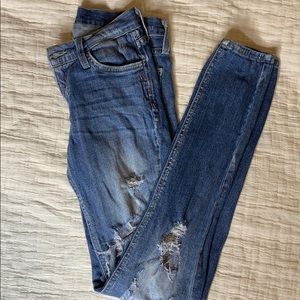Heavy Distress Skinny Jeans